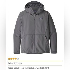 NWT PATAGONIA Mens ADZE Hoody Forge Grey Soft Shell Size L Large - DPR Constrctn